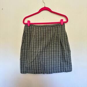 90s Cherokee green plaid midi skirt with button up side!